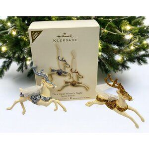 Hallmark Keepsake Reindeer Christmas Ornaments On A Clear Winters Night 2007